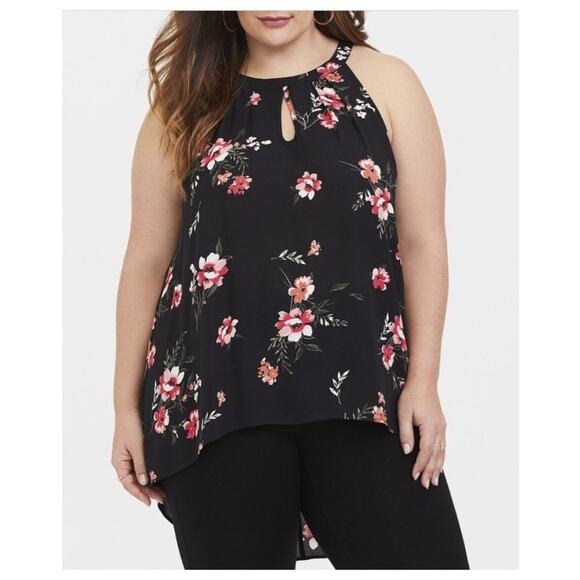 Torrid Women's Georgette Goddess Neck Tank Rosey Punch Size 2X - Picture 1 of 8